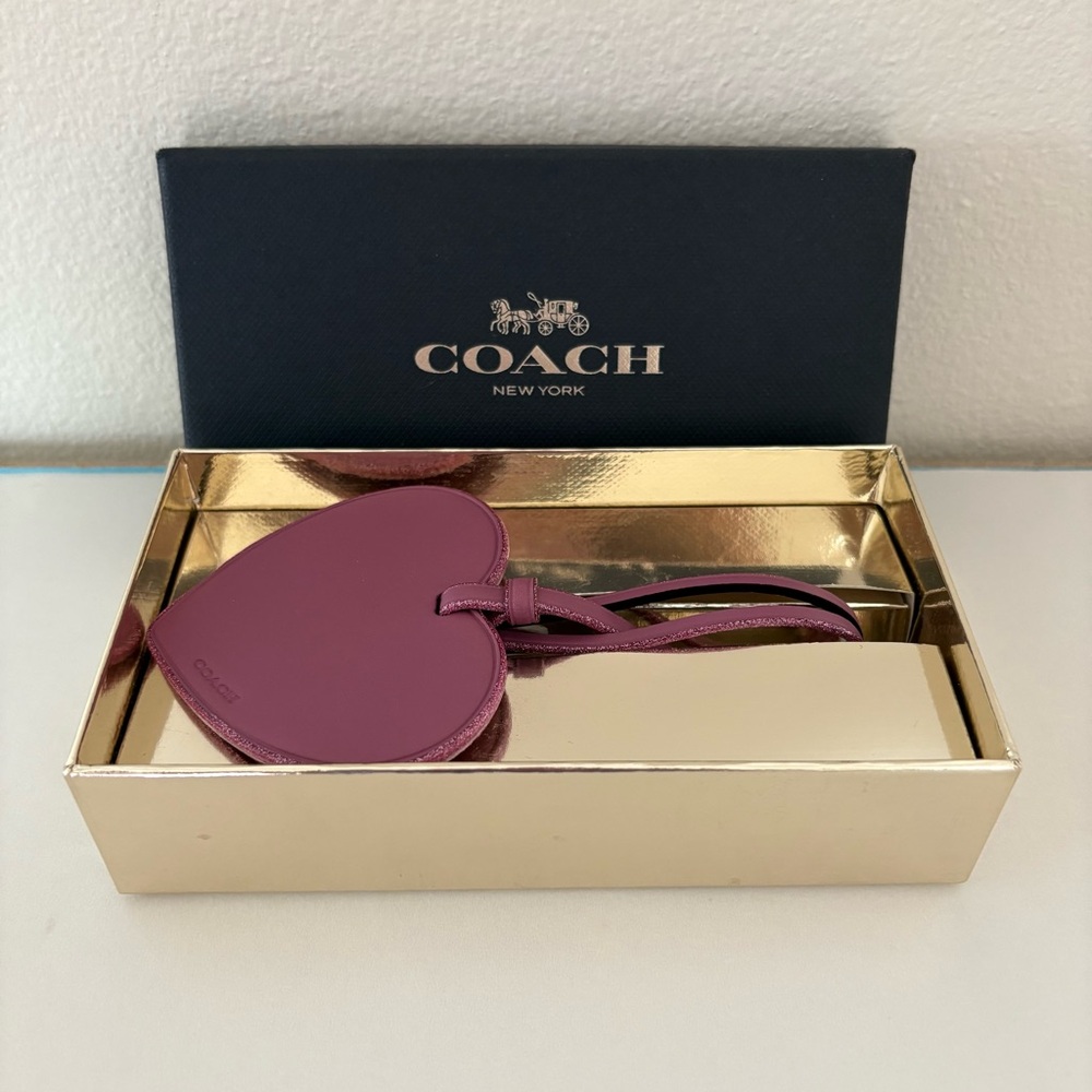 Coach Leather Heart-Shaped Tag Ornament